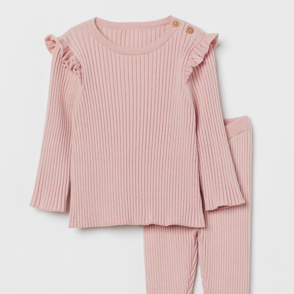 H&M Pink Rib-Knit Set